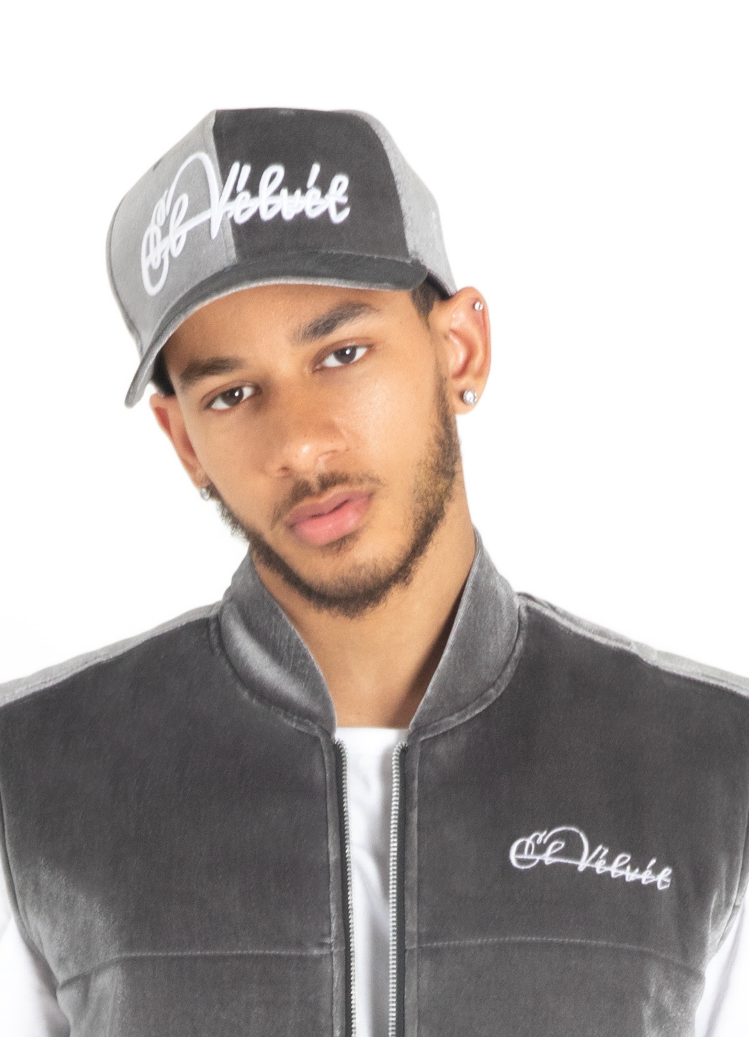 Grey Velvet Cap